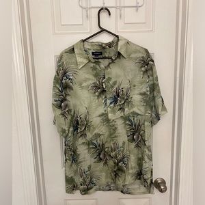 Green Tropical Button Up Shirt - Size XL